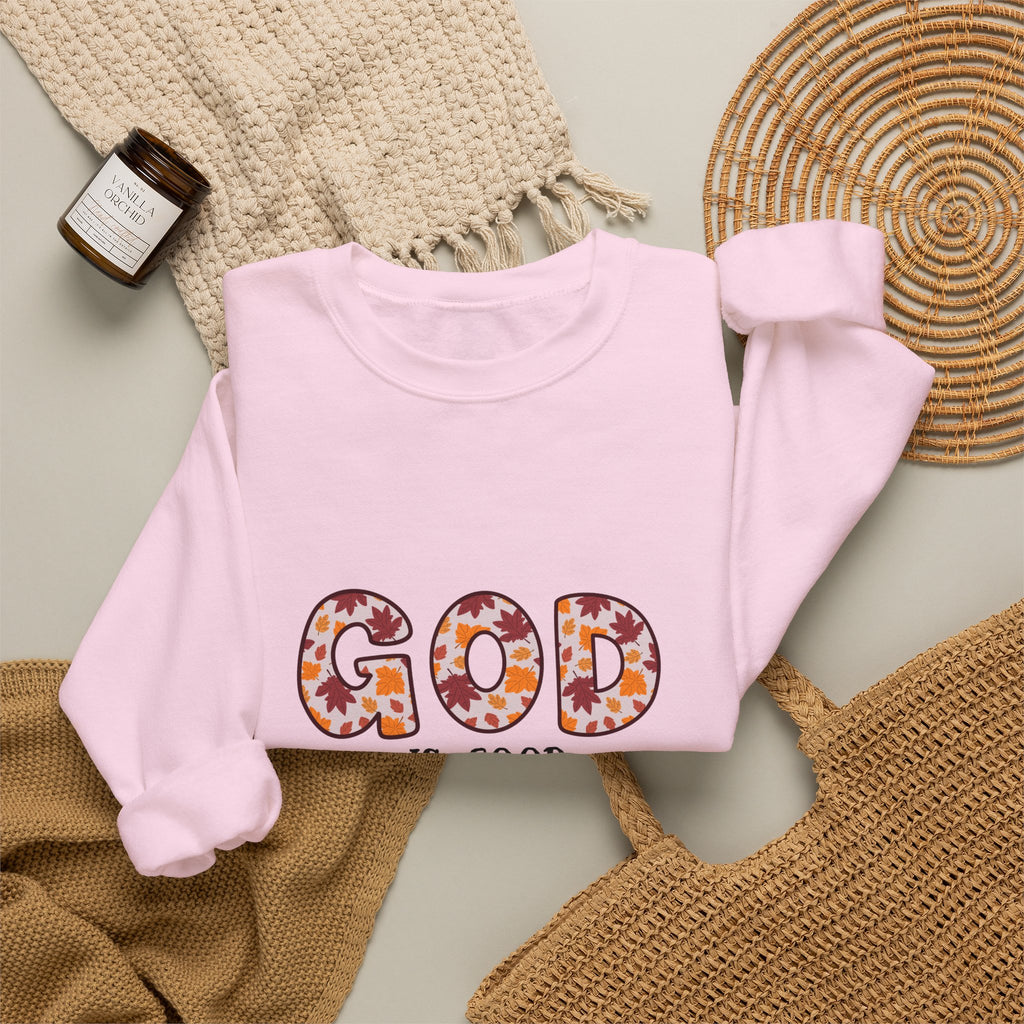 Christian Sweatshirt — "God Is Good" Floral Crewneck