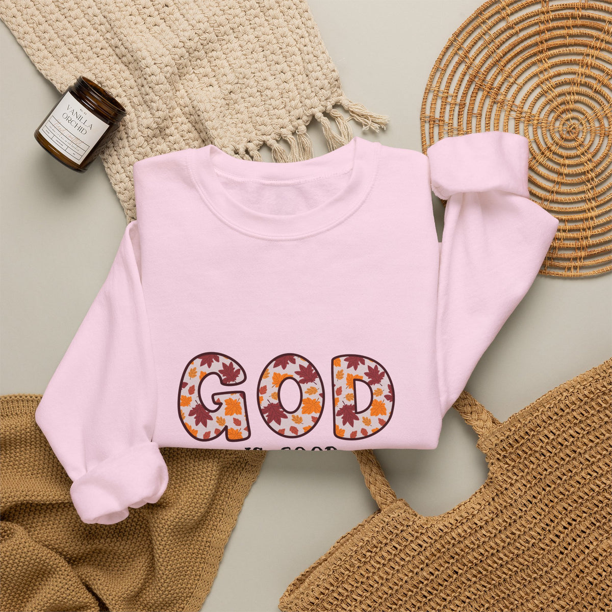 Christian Sweatshirt — "God Is Good" Floral Crewneck