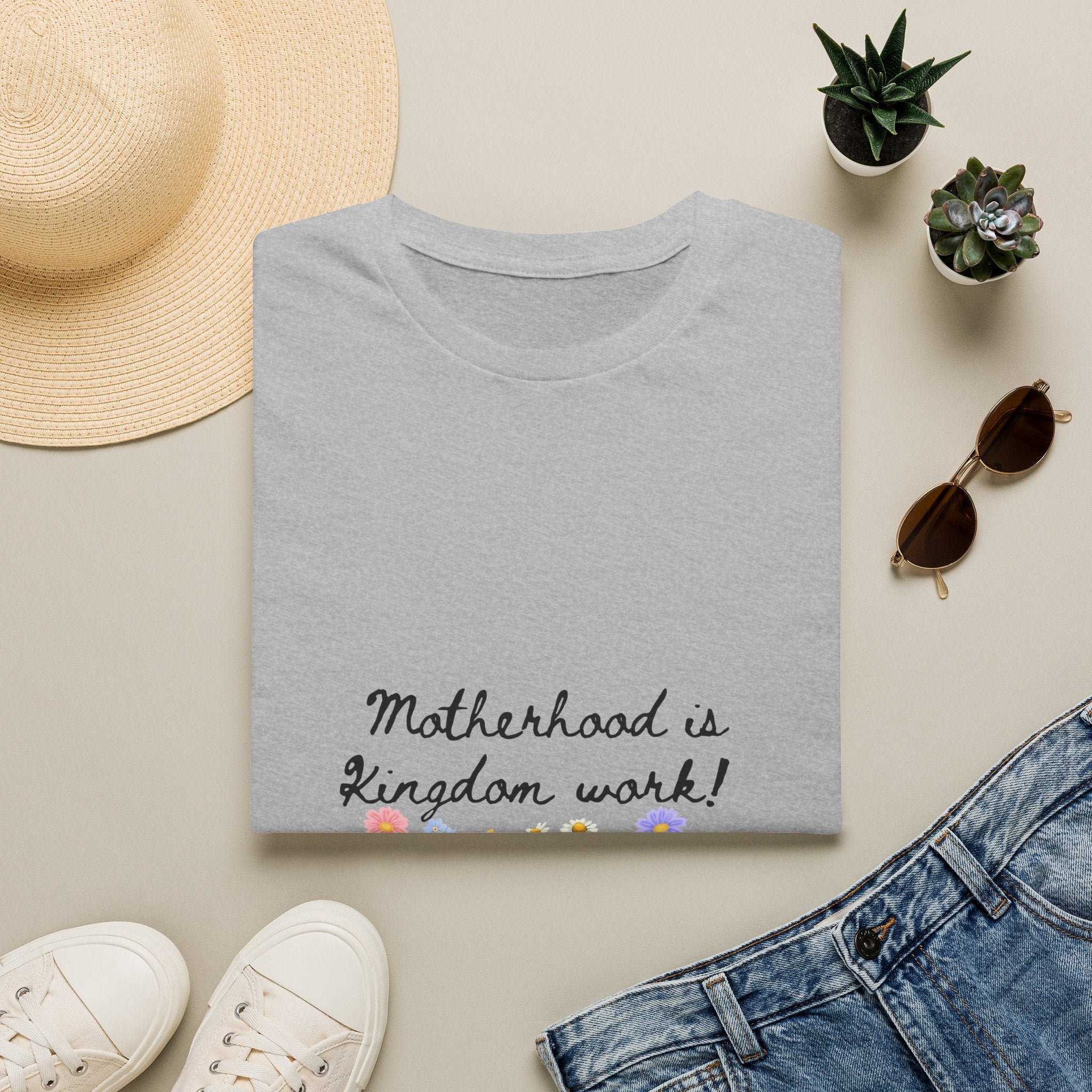 T-Shirt — "Motherhood is Kingdom Work" Floral Tee
