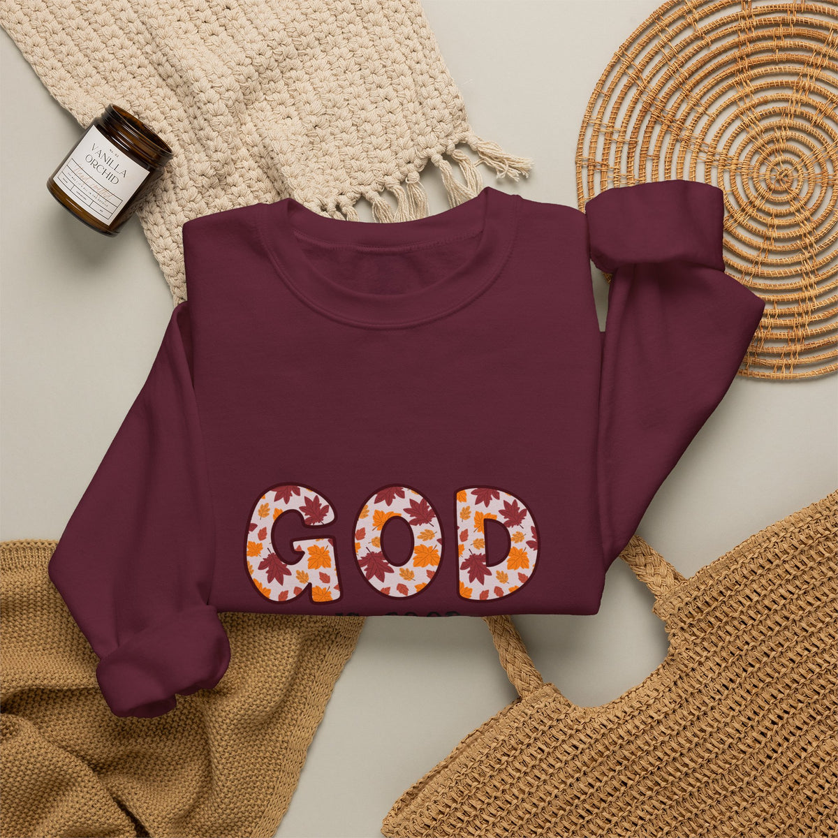 Christian Sweatshirt — "God Is Good" Floral Crewneck