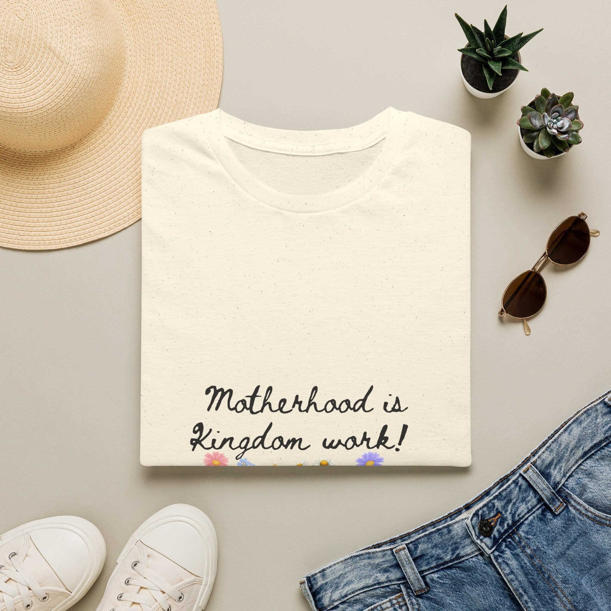 T-Shirt — "Motherhood is Kingdom Work" Floral Tee