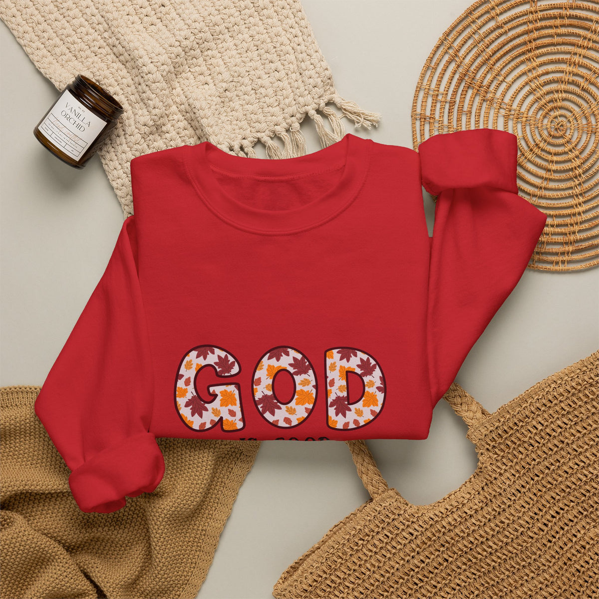 Christian Sweatshirt — "God Is Good" Floral Crewneck