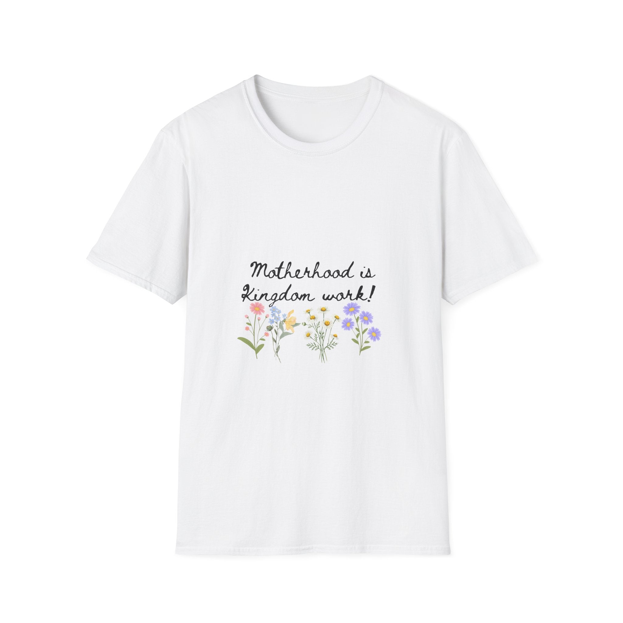 T-Shirt — "Motherhood is Kingdom Work" Floral Tee