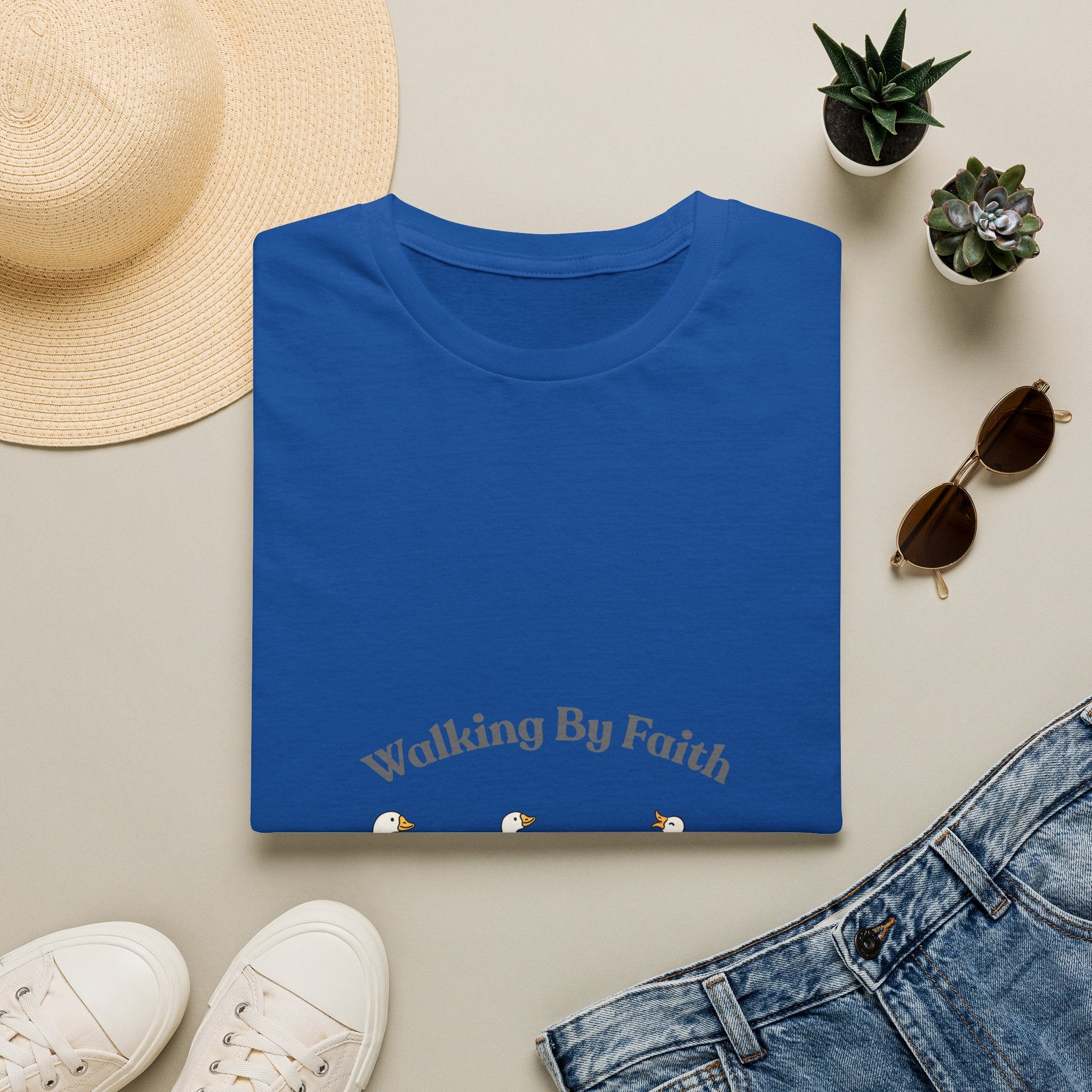 Walking By Faith T-Shirt — Cute Illustrated Ducks Christian Tee