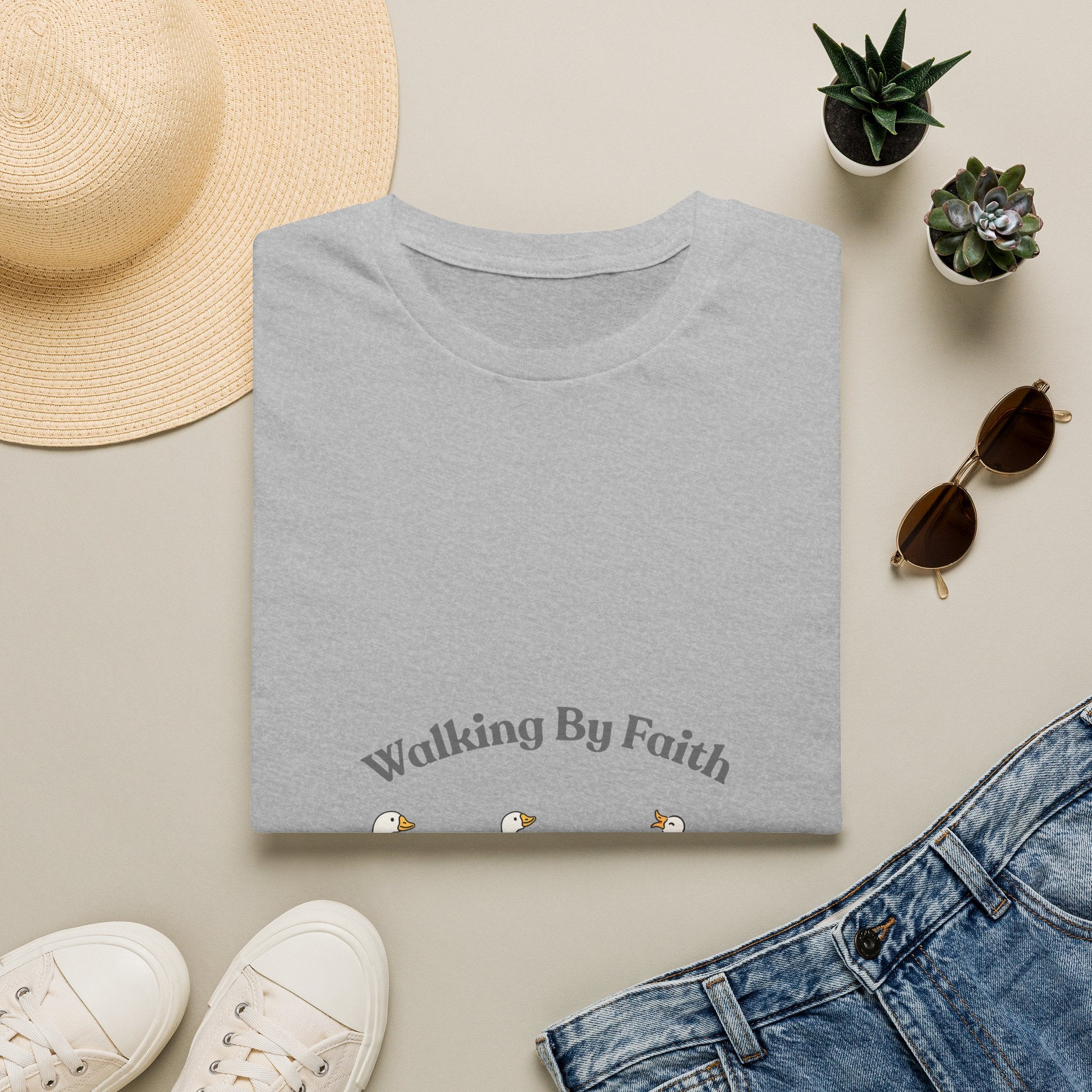 Walking By Faith T-Shirt — Cute Illustrated Ducks Christian Tee