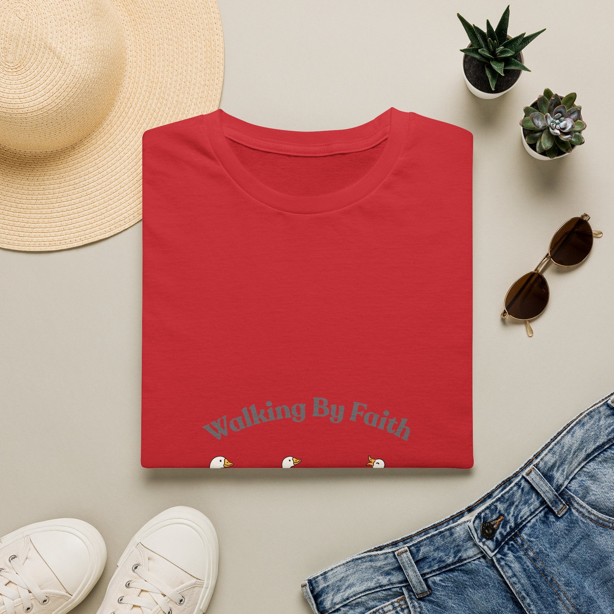 Walking By Faith T-Shirt — Cute Illustrated Ducks Christian Tee