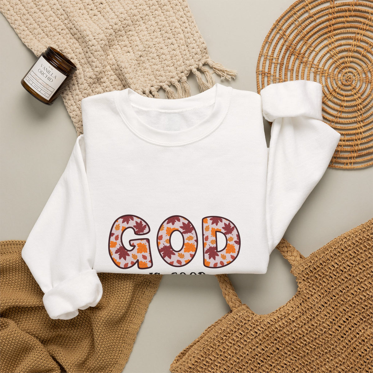 Christian Sweatshirt — "God Is Good" Floral Crewneck
