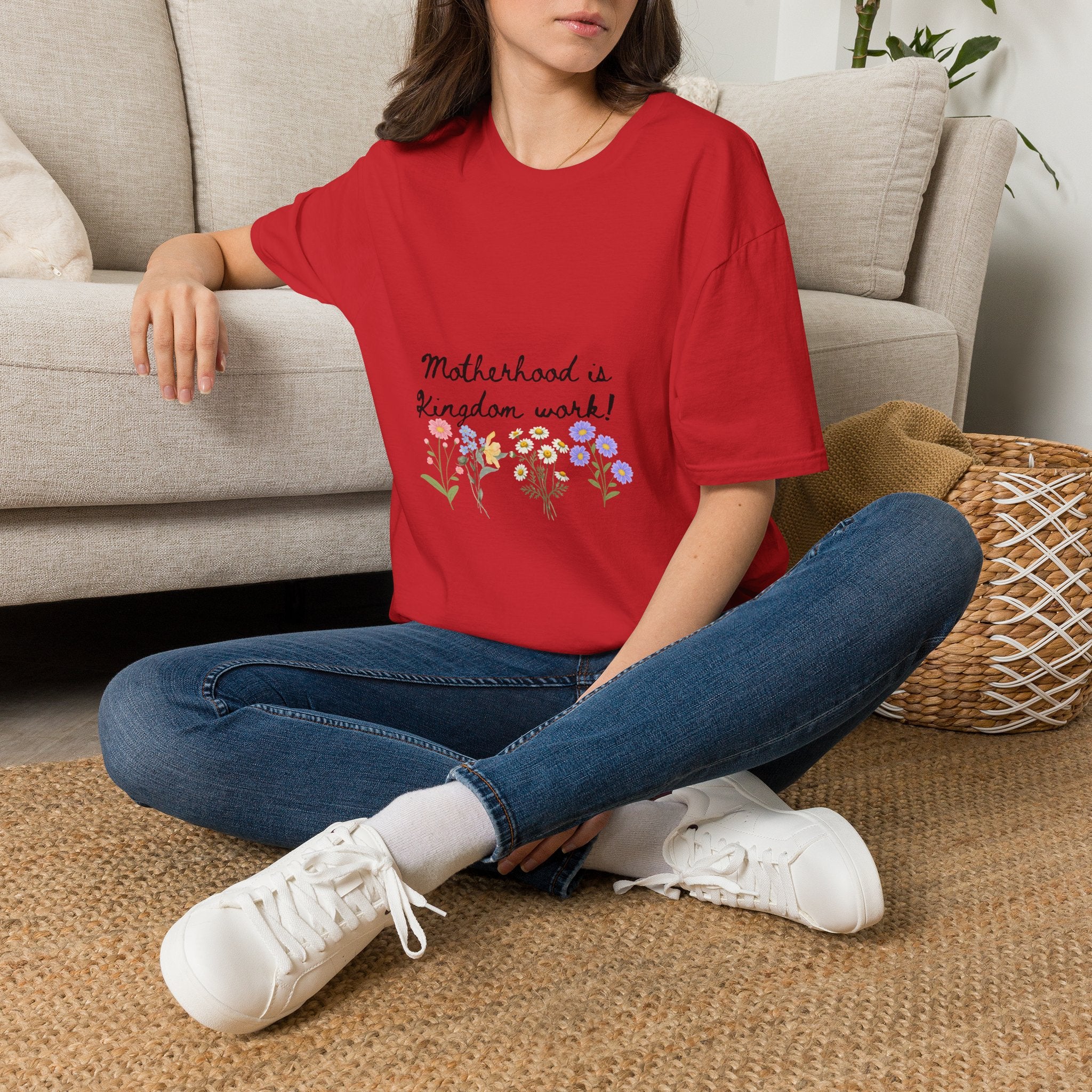 T-Shirt — "Motherhood is Kingdom Work" Floral Tee