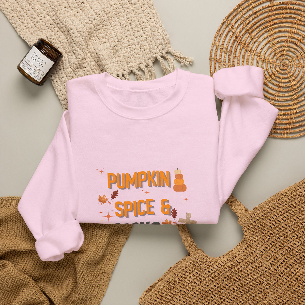 Pumpkin Spice & Jesus Christ Sweatshirt — Fall Christian Crewneck
