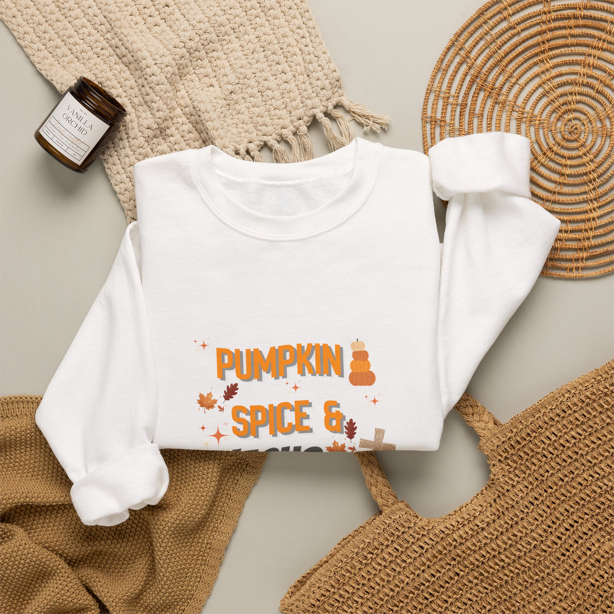 Pumpkin Spice & Jesus Christ Sweatshirt — Fall Christian Crewneck