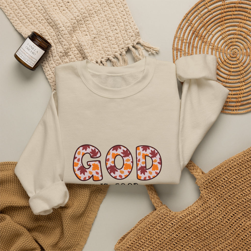 Christian Sweatshirt — "God Is Good" Floral Crewneck