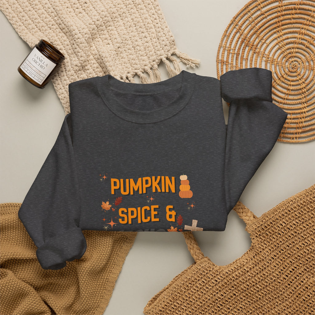 Pumpkin Spice & Jesus Christ Sweatshirt — Fall Christian Crewneck