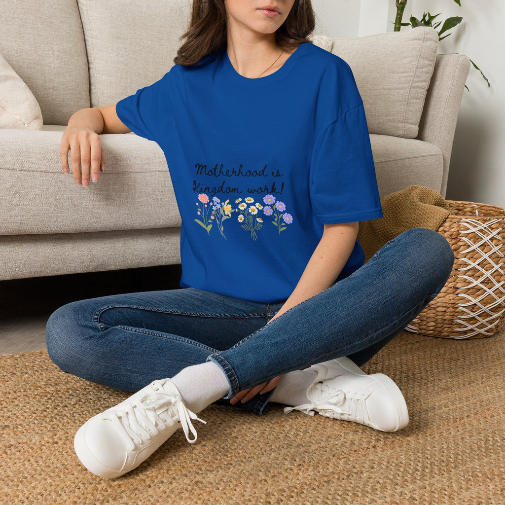 T-Shirt — "Motherhood is Kingdom Work" Floral Tee