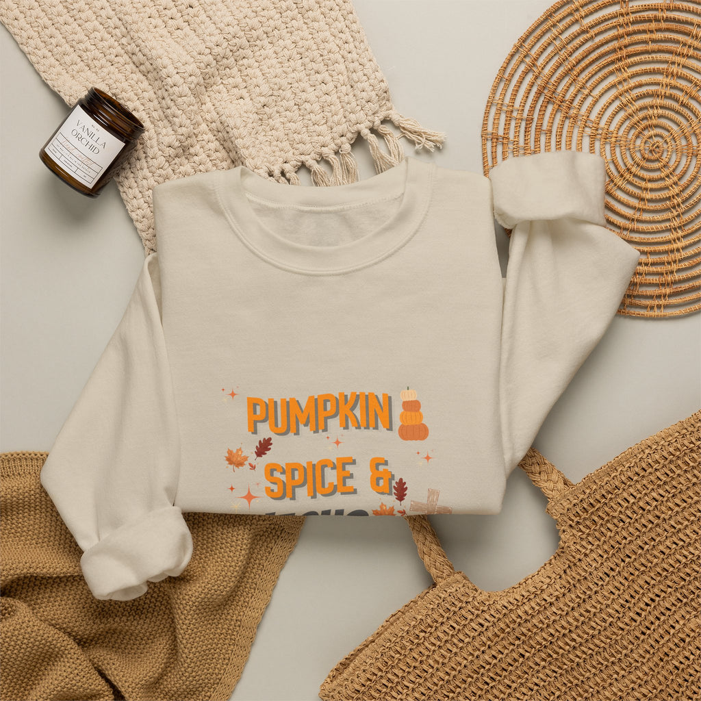 Pumpkin Spice & Jesus Christ Sweatshirt — Fall Christian Crewneck
