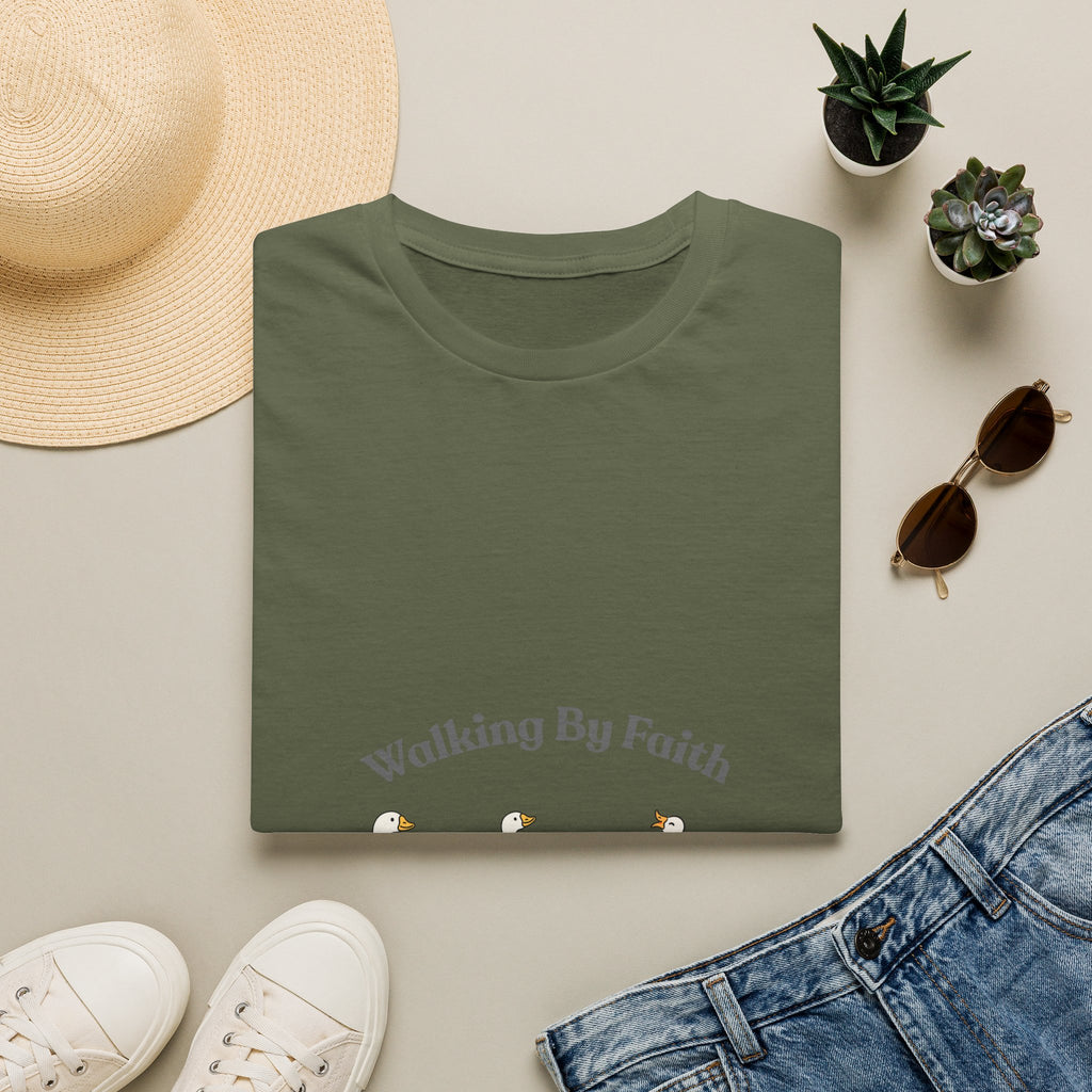 Walking By Faith T-Shirt — Cute Illustrated Ducks Christian Tee