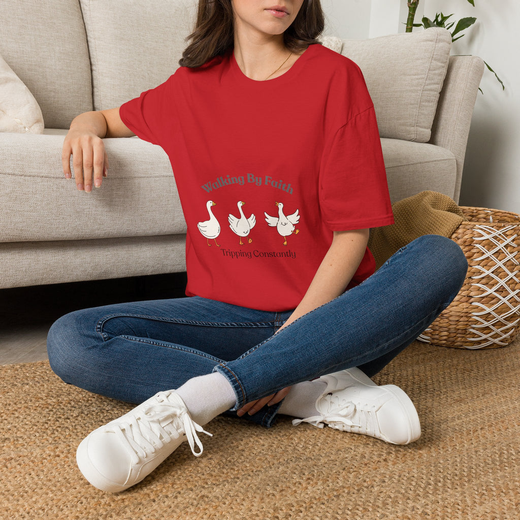Walking By Faith T-Shirt — Cute Illustrated Ducks Christian Tee