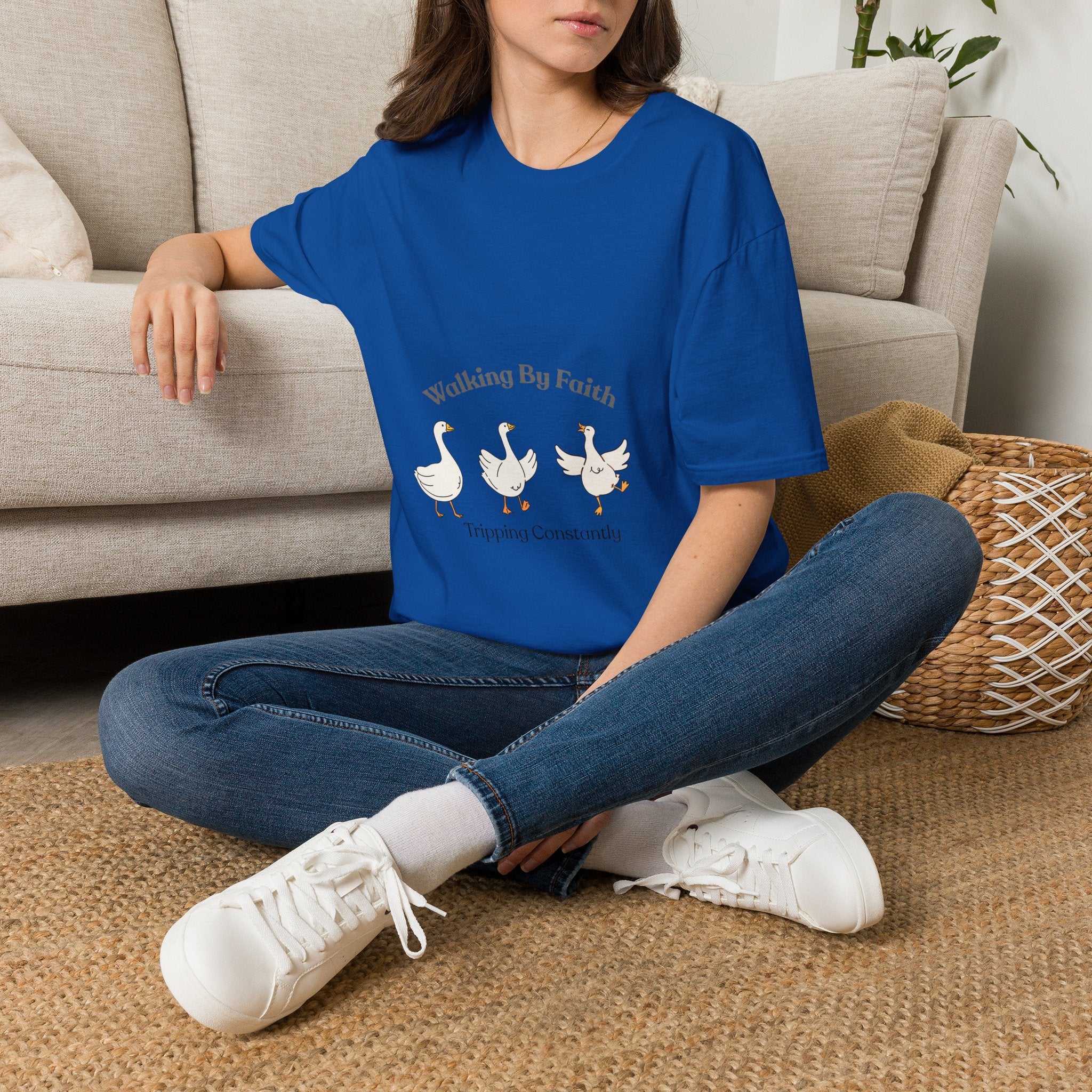 Walking By Faith T-Shirt — Cute Illustrated Ducks Christian Tee