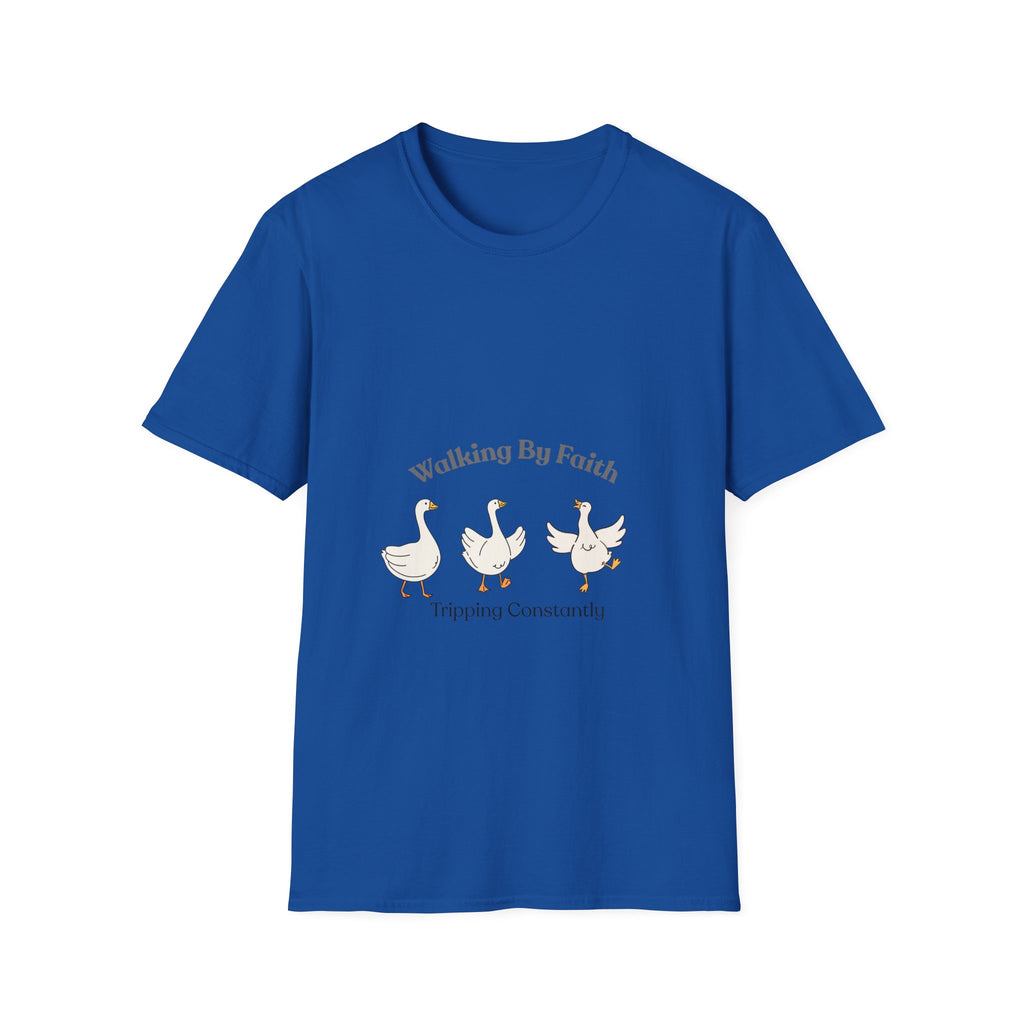 Walking By Faith T-Shirt — Cute Illustrated Ducks Christian Tee