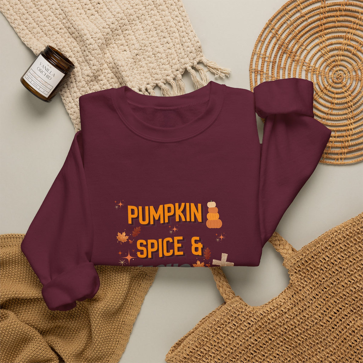 Pumpkin Spice & Jesus Christ Sweatshirt — Fall Christian Crewneck