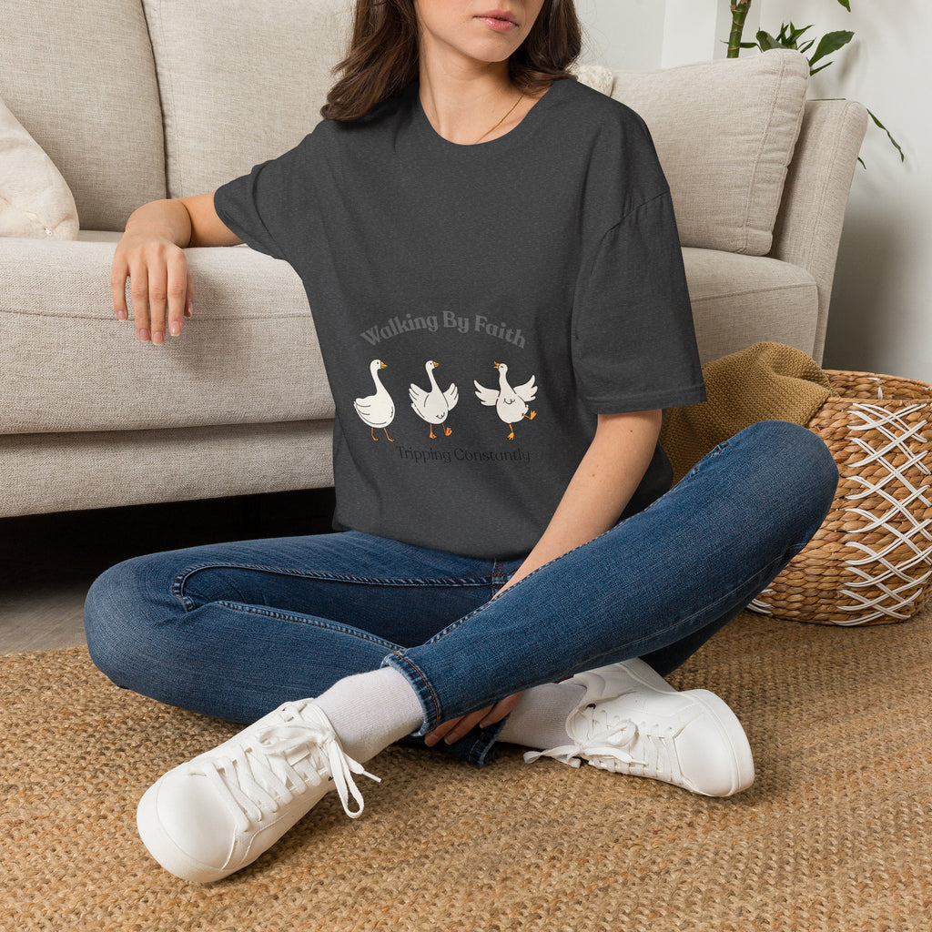 Walking By Faith T-Shirt — Cute Illustrated Ducks Christian Tee