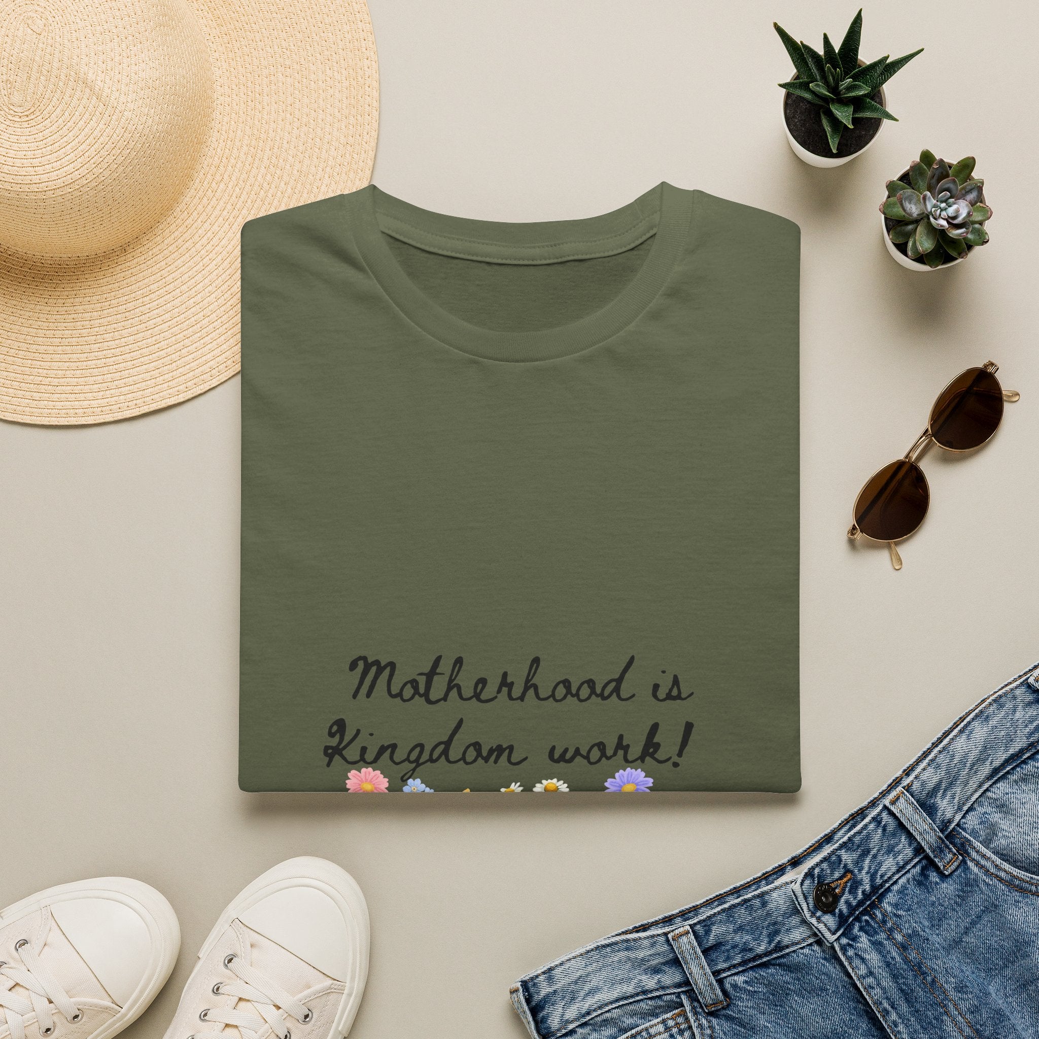 T-Shirt — "Motherhood is Kingdom Work" Floral Tee