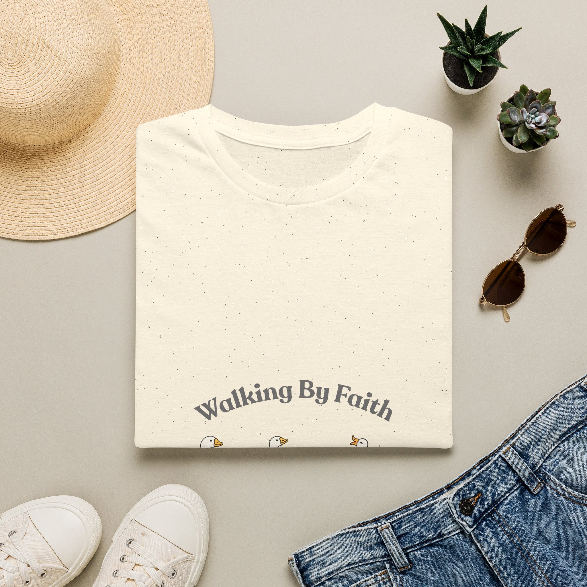 Walking By Faith T-Shirt — Cute Illustrated Ducks Christian Tee