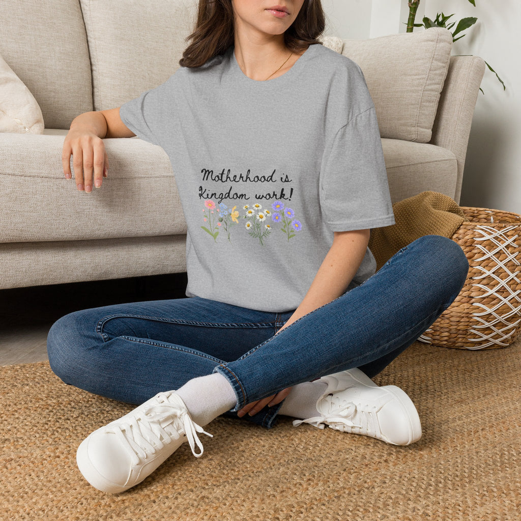 T-Shirt — "Motherhood is Kingdom Work" Floral Tee