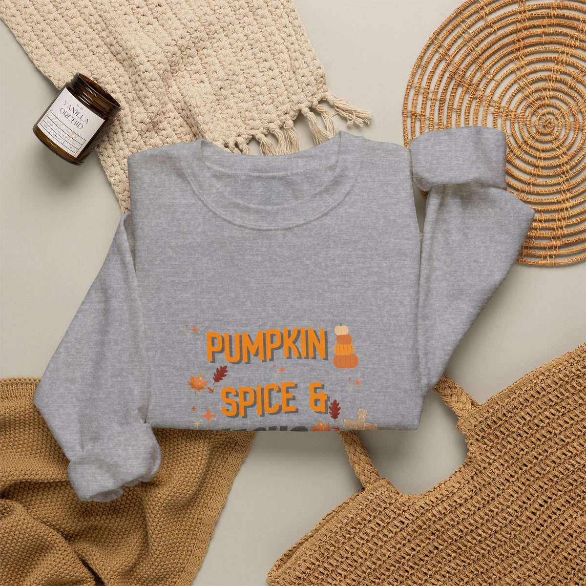 Pumpkin Spice & Jesus Christ Sweatshirt — Fall Christian Crewneck