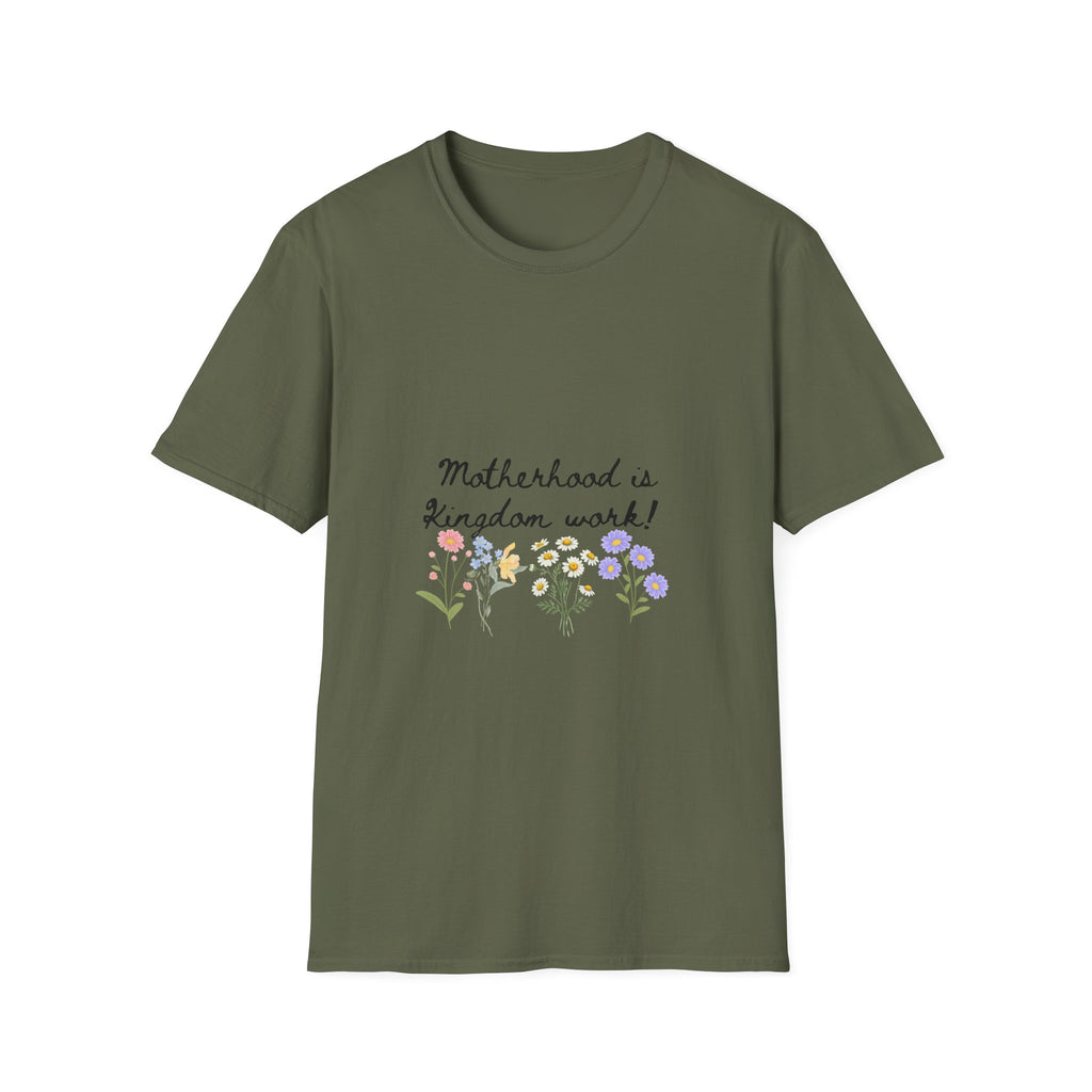T-Shirt — "Motherhood is Kingdom Work" Floral Tee