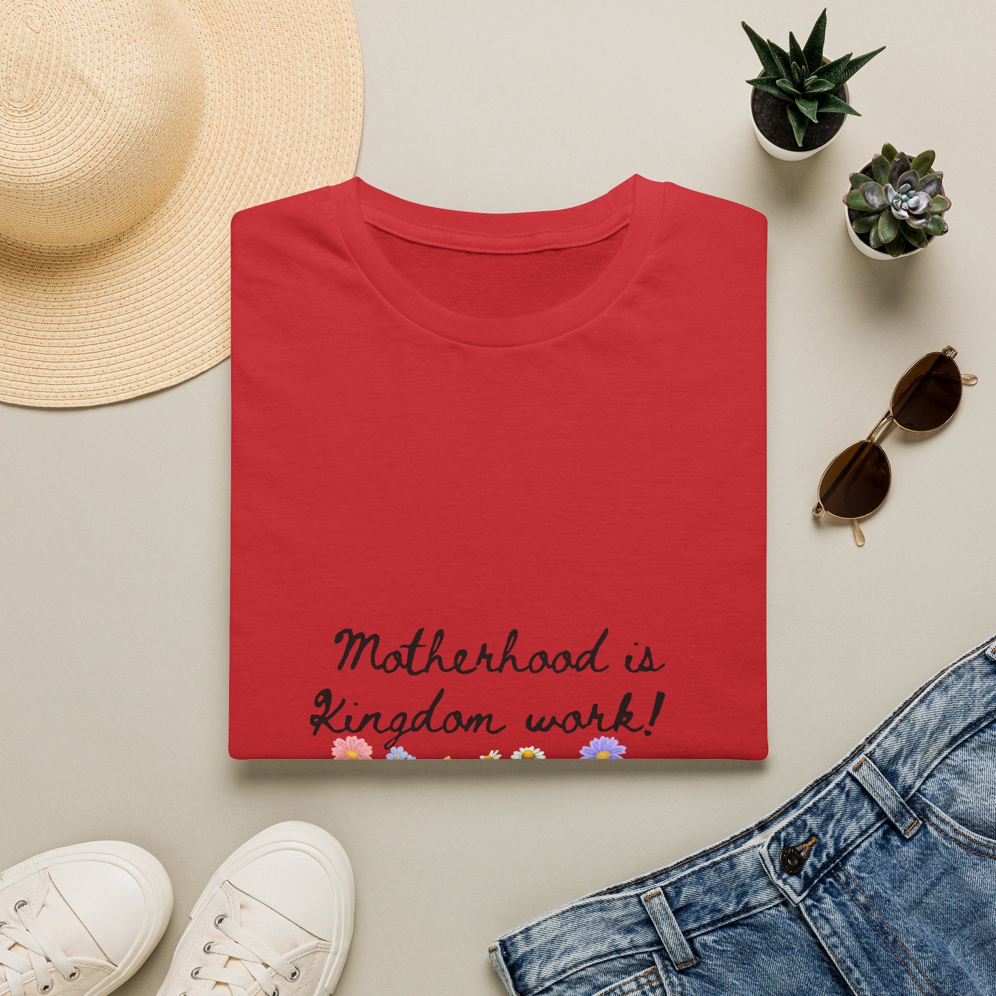 T-Shirt — "Motherhood is Kingdom Work" Floral Tee