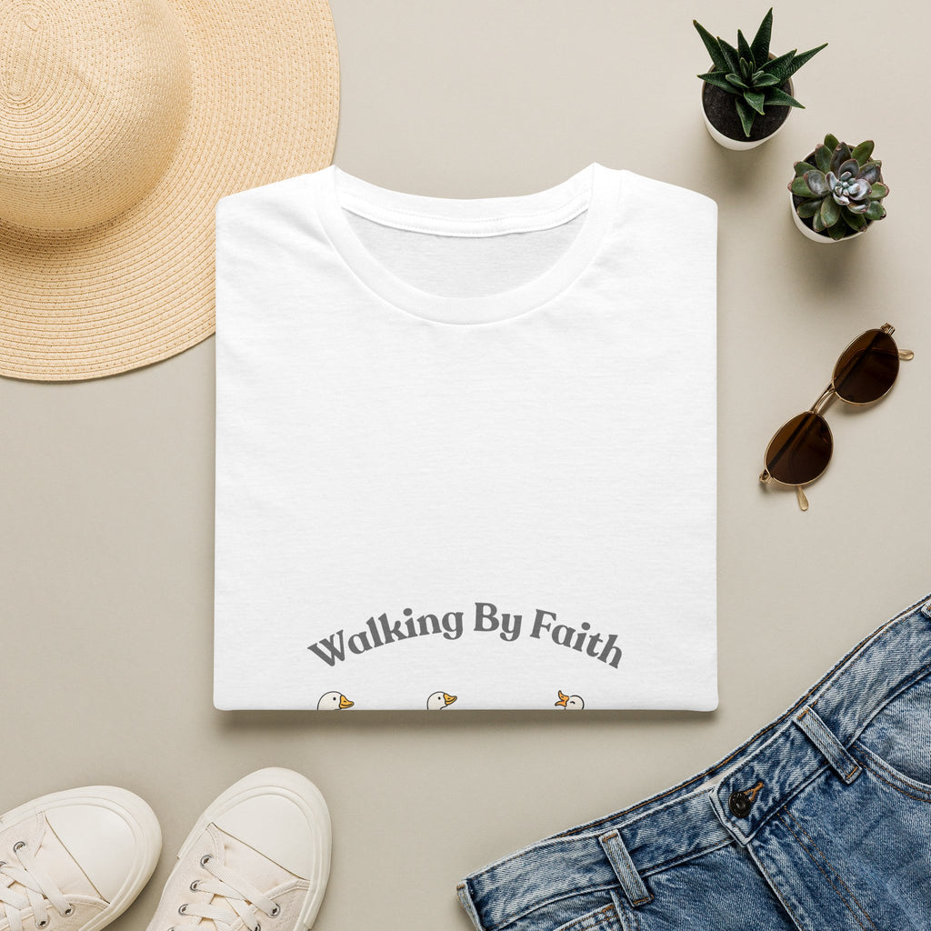 Walking By Faith T-Shirt — Cute Illustrated Ducks Christian Tee