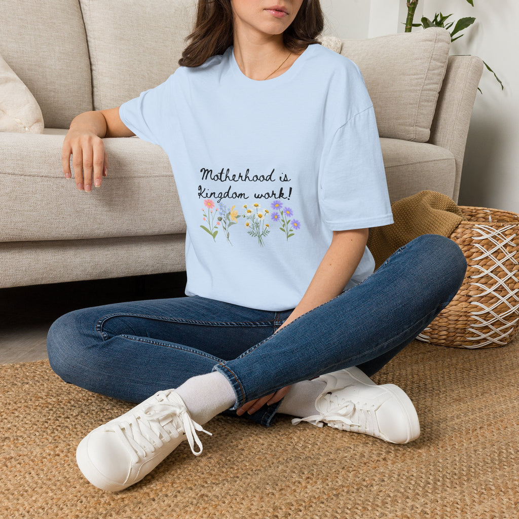 T-Shirt — "Motherhood is Kingdom Work" Floral Tee